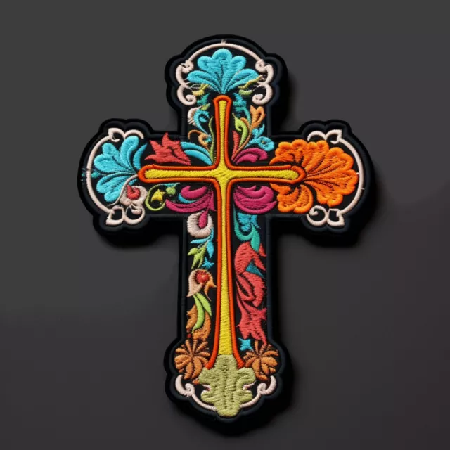 Cross Patch Iron-on Applique Christian Bible Faith Jesus Religion Badge