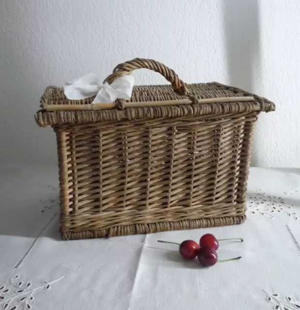 ♥ Panier Ancien en Osier - Déco Campagne, Pique-nique, Cueillette