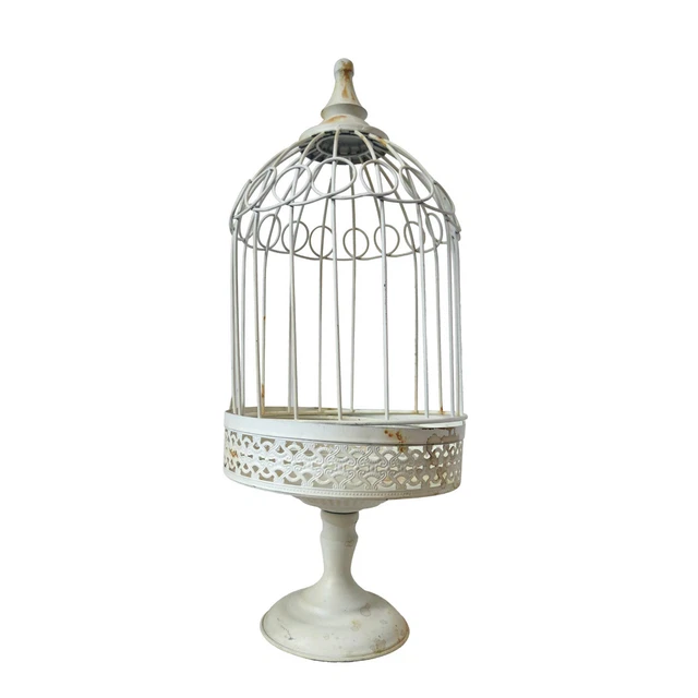 Handgefertigter Metall-Vogelkäfig mit Shabby Chic weißer Oberfläche, geeignet zur Dekoration