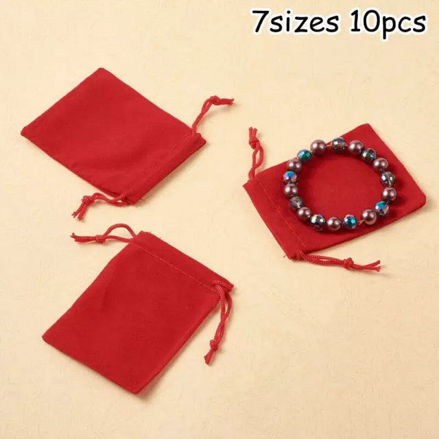 Wedding Party Favor Bags Red Velvet Jewelry Pouches 10pcs Drawstring Closure