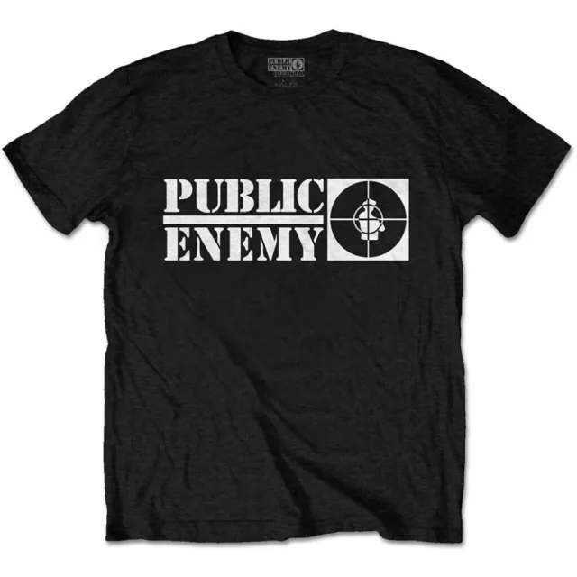 Public Enemy 'Crosshairs Logo' (Noir) T-Shirt - NOUVEAU ET OFFICIEL!