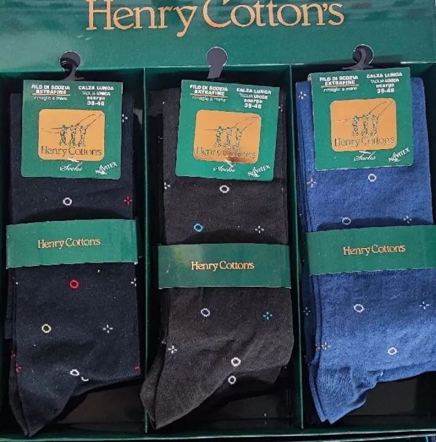 12 Paia Calze Lunghe Uomo Fantasia Henry Cotton's Filo Di Scozia Calzini Moda