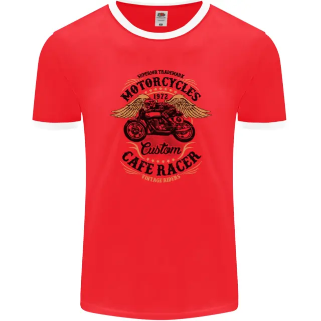 Biker Custom Cafe Racer Motorbike Mens Ringer T-Shirt FotL