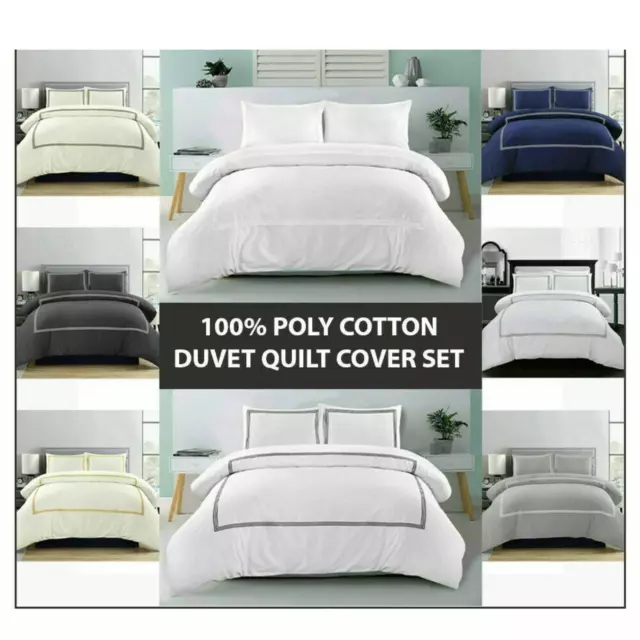 Polycotton Duvet Quilt Cover Set Border Embroidery Beretta Duvet All Size 200-TC