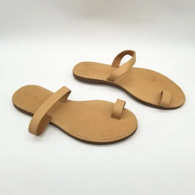Madewell Womens Tan Leather Comfort Slip On Flat Thong Slide Sandals Size 5