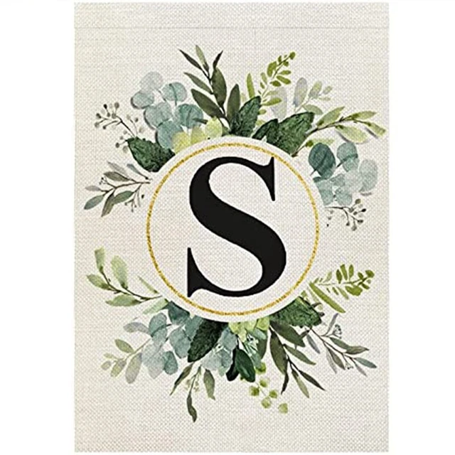 Monograms Letters S Garden Flag Floral Sided for Outside Small Burlap Famil L6T6