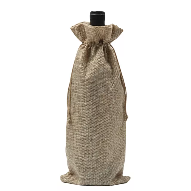 Rustic Linen Drawstring Wine Bottle Cover Packaging Bag Wedding Party Decor 91