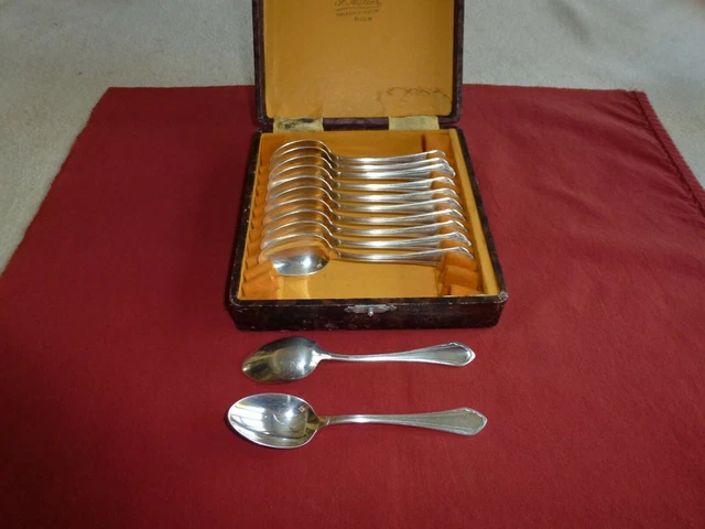12 cuillères à moka métal argenté style art deco orfèvre GM