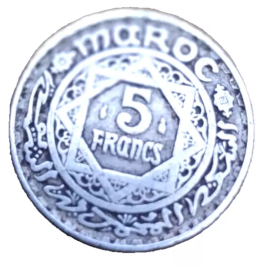 Old money of the Kingdom of Morocco, 5 francs