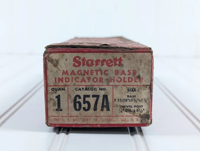 Starrett 657A Magnetic Base Indicator Holder USA w/ Original Box Free Shipping