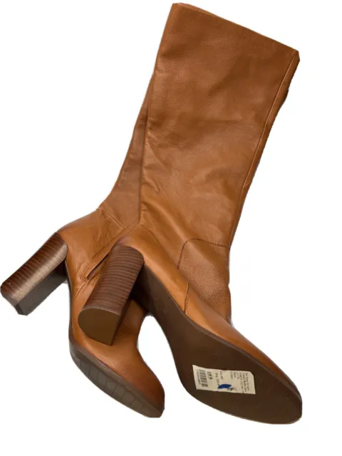 Kenneth Cole New York Justin camel knee-high leather boots size 9 Read!