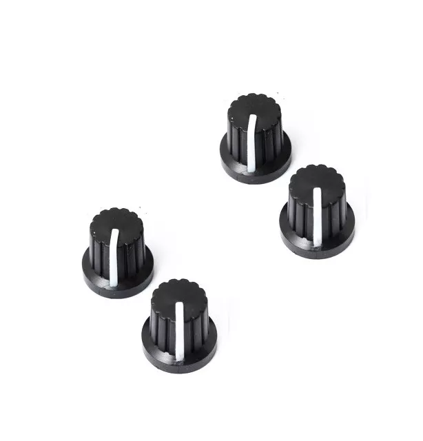 5 Pcs NEW 6mm Shaft Hole Dia Plastic Threaded Potentiometer Knobs Caps