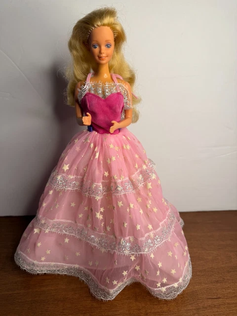 barbie pink dress glow in the dark stars Zauberglanz Barbie Barbie With Glow In The Dark Stars On Dress 1985 Dream Glow Barbie With Parasol Umbrella Glow-in-the-Dark
