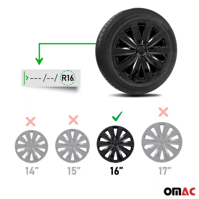 Jeu Enjoliveurs de Roue pour Opel Corsa 16 Pouces 4 Piéces Noir 3