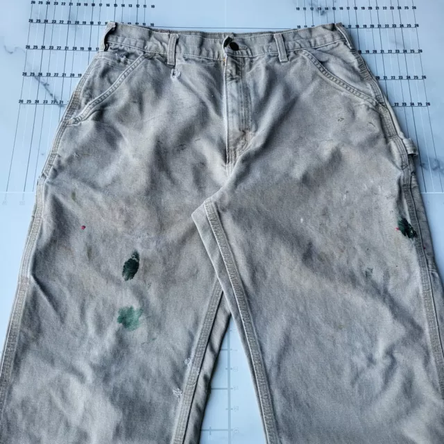 Carhartt Pants 31x31 Gray Sand Duck Carpenter Work Dungaree Canvas B11 Tag 34x34