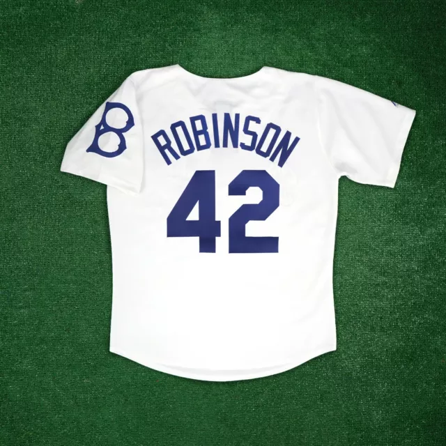 Jackie Robinson Brooklyn Dodgers Men's Home White Cooperstown Jersey w/ Patch 2