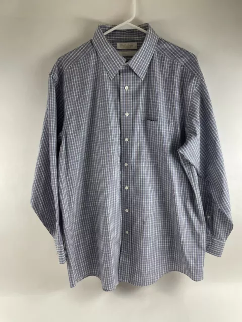 Gold Label Shirt Men's Size 17/33 Blue Multicolor Plaid Button Up Long Sleeve