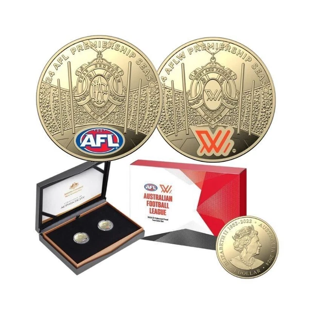 2024 AFL & AFLW Premiership Season AlBr Coloured Proof Two Coin Set