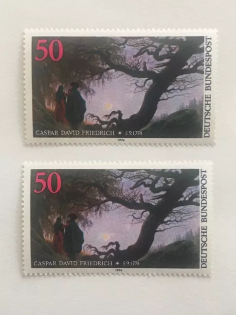 Caspar David Friedrich. 2 Briefmarken. BRD 50 Pfennige