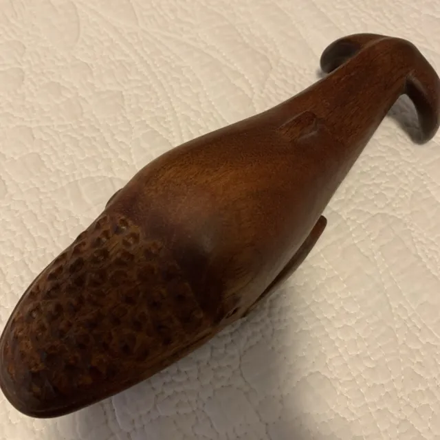 Vintage Small HAND CARVED WOOD SPERM WHALE 8”