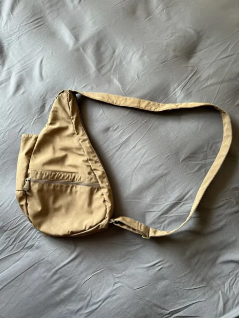 Ameribag The Healthy Back Sling Bag Crossbody Brown Nylon Zip Interior Pockets