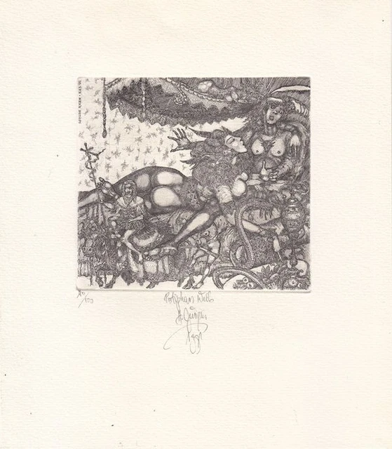 Exlibris Bookplate Radierung Harry Jürgens 1949 Potiphars Weib