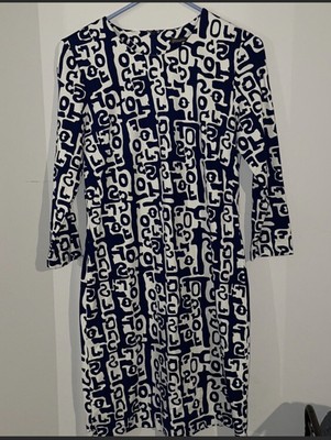 J. McLaughlin Catalina Cloth Abstract Nautical Zipper Back Dress Small