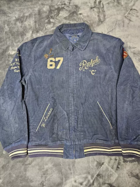 [NWT] Polo Ralph Lauren Varsity Embroidered Corduroy Spartans Mens Jacket Large