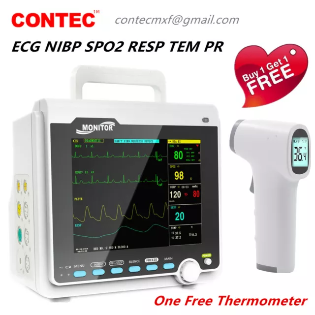 Monitor medico paziente 8 "ICU Segni vitali ECG, RESP, SpO2, PR, NIBP, TEMP, HR