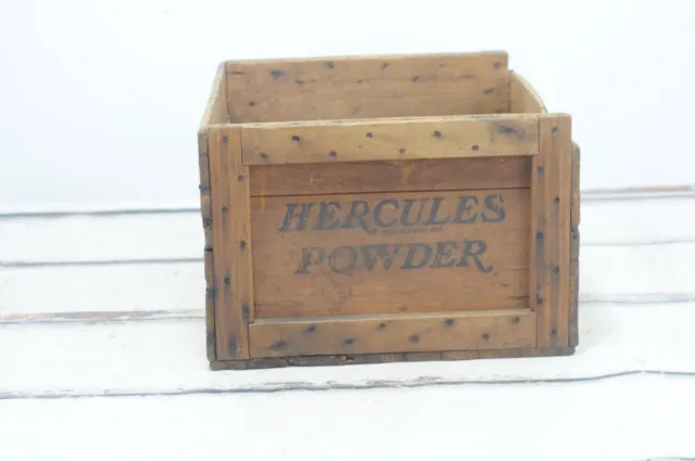 Vintage . Wood Crate Hercules Powder High Explosives Shipping Crate Box Advertis