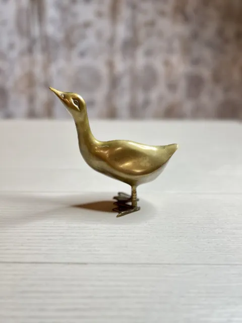 Vintage Brass Duck Goose Figurine Statue Solid Heavy 6” Tall