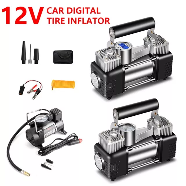 12V Heavy Duty Portable Air Compressor Car Tire Inflator Electric Pump Auto