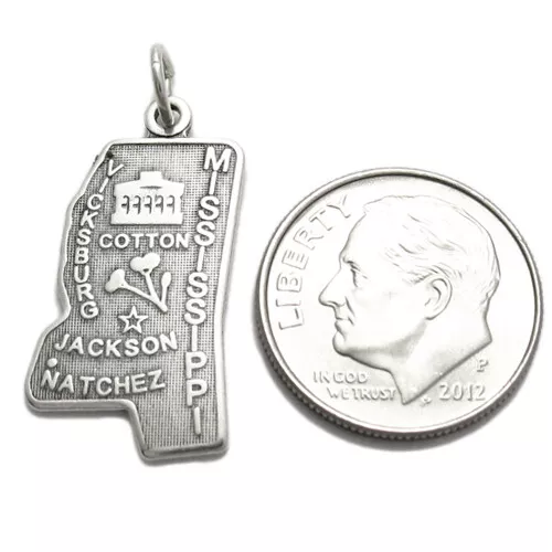 925 Sterling Silver Mississippi State Charm 2