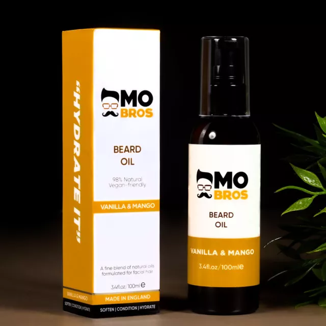 Aceite para barba 100 ml | barbas más fuertes, más llenas, más gruesas y domesticadas | vainilla y mango