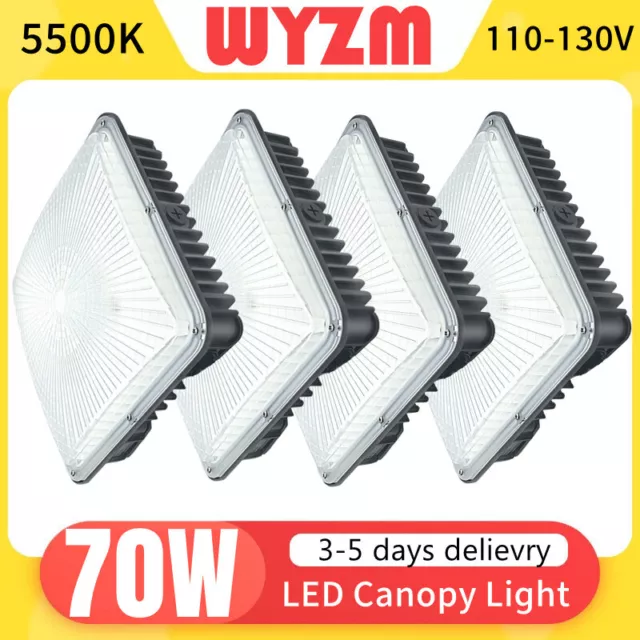 4 Pack 70Watt LED Canopy Ceiling Light Gas Station Lights Parking Garage Lamps