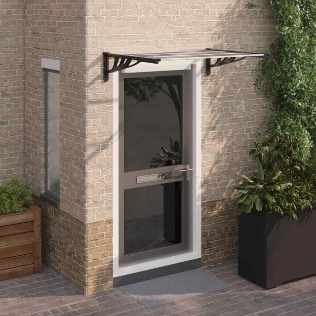 Türvordach Schwarz Transparent Polycarbonat Pultvordach mehrere Auswahl vidaXL
