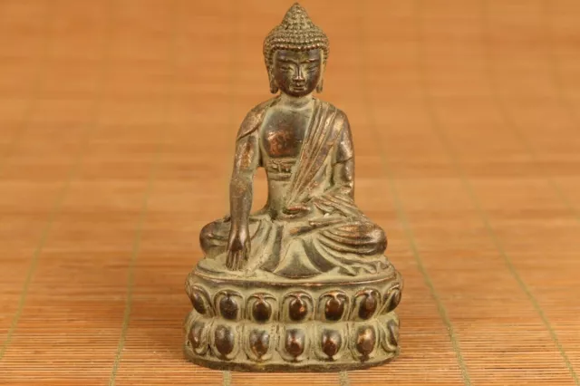 chinese old bronze hand carved buddha Sakyamuni statue figure