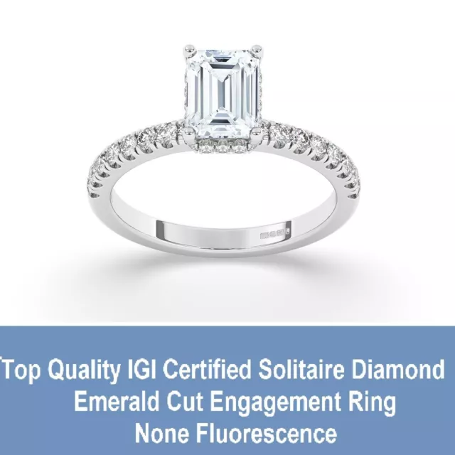 IGI, Lab-Grown Hidden Halo Emerald Cut Diamond Engagement Ring,  950 Platinum 2