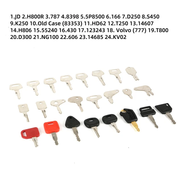 24x Heavy Equipment Construction Ignition Key Set For Case JD Komatsu JCB Volvo