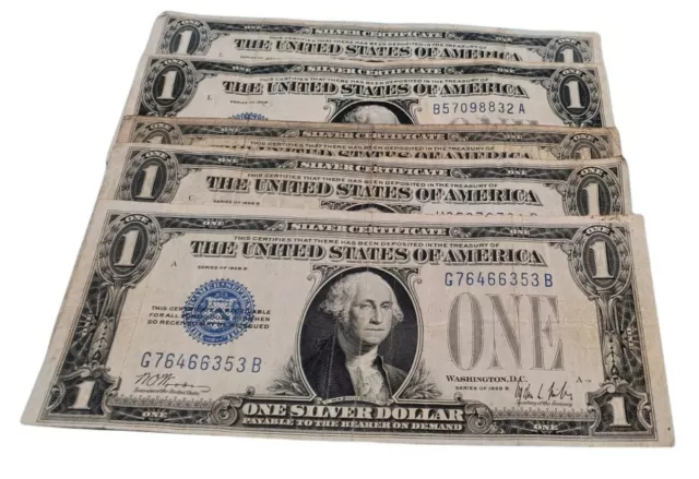 1928/1934 One Dollar Funny Back Silver Certificate Blue Seal $1 Note In Sleeve
