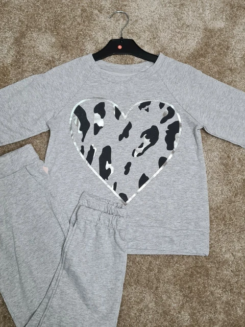 Girls Heart Lounge Set, Tracksuit. Jumper And Joggers Outfit. Ages 2-12 Years