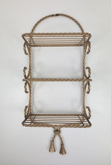 MCM 3 Tier Twisted Metal Wall Shelf Home Interiors Homco VTG