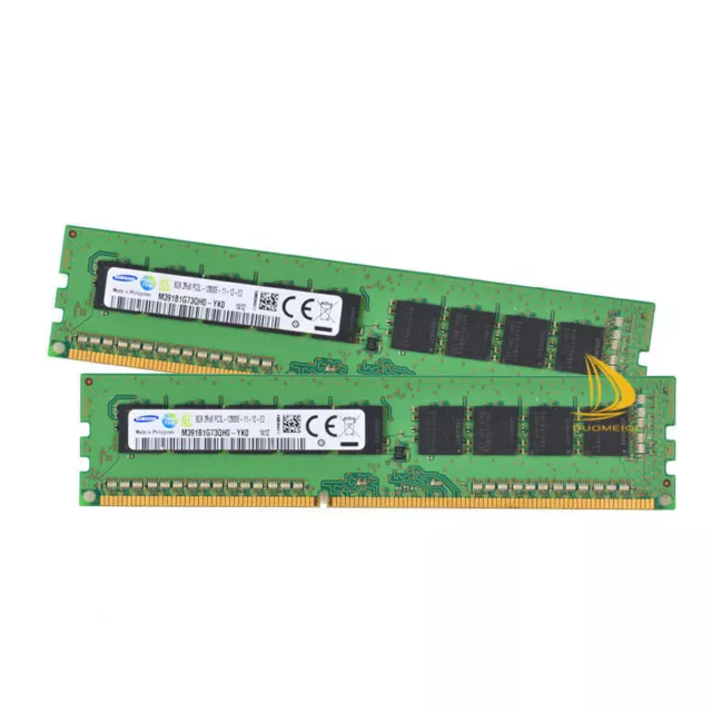 SAMSUNG 2x 8GB PC3L-12800E DDR3-1600Mhz ECC UDIMM Unbuffered RAM M391B1G73BH0 #h