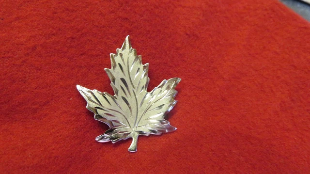 Broche Ancienne En Argent Sterling Années 1970-80 - Signée RMCO, Motif Feuille D'érable