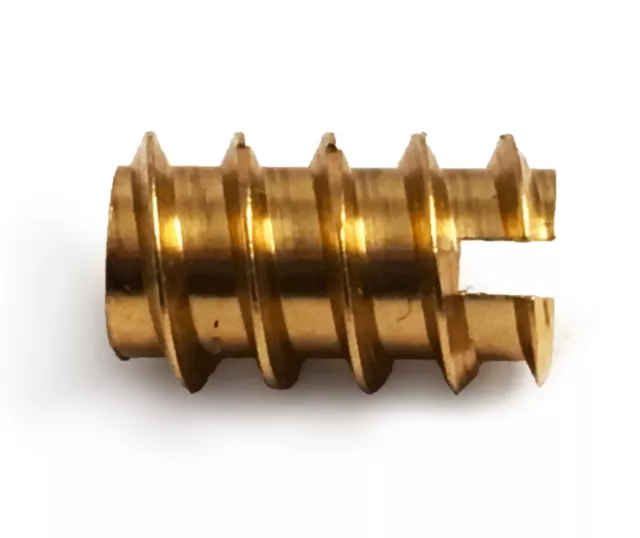 M3 x 10mm Slotted Solid Brass Screw In Type A Threaded Wood Inserts Chipboard 3