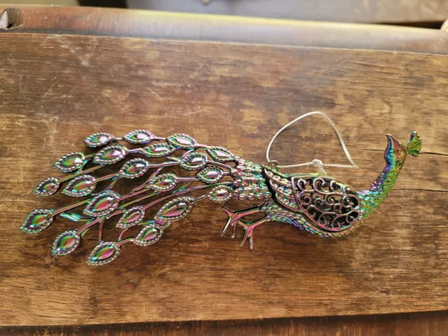 Peacock Iredescent Hanging Decoration Plastic