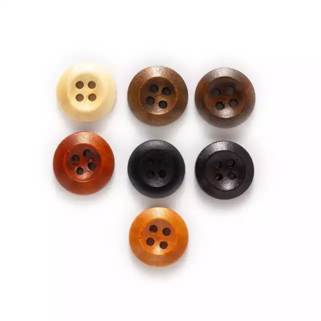 4 hole solid round wooden buttons for sewing, clothing, handwork, crafts 10-25mm 2