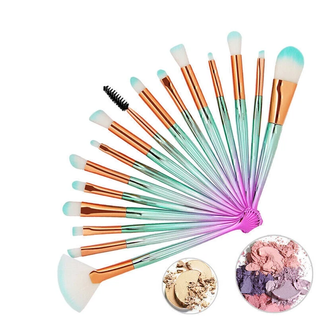 Juego de 16 PIEZAS de cepillos de maquillaje de carcasa rubor polvo sombra de ojos mezcla de cejas kit de cepillos