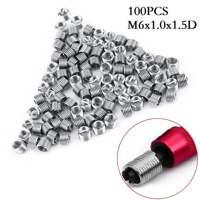 Câble Vis Manche Inserts Filetés 100pcs 100x M6x1.0x1.5D Vis Réparation Gaine