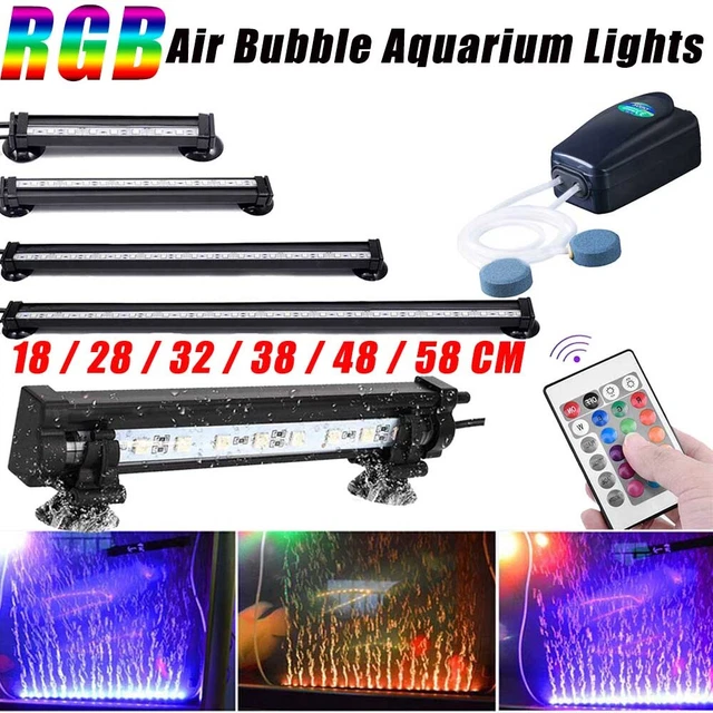 LED Aquarium Lights Submersible Air Bubble RGB Light for Fish Tank Underwater UK